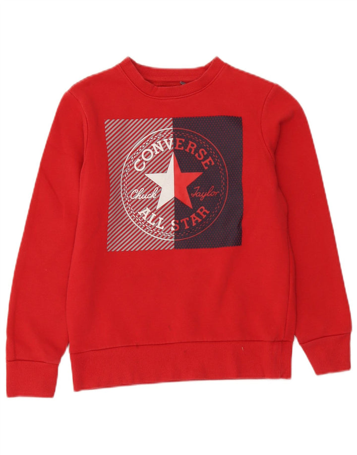 Γραφικό Φούτερ Converse Boys Jumper 10-11 ετών Μεσαίο κόκκινο βαμβακερό