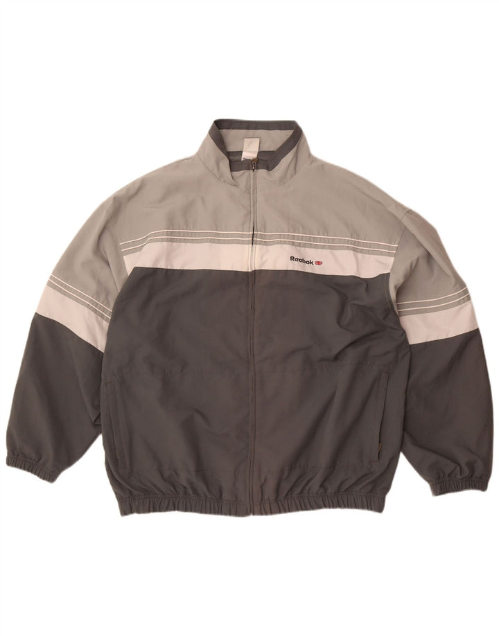 Ανδρική φόρμα φόρμας Reebok με γραφικά Top Jacket Μεγάλο γκρι χρώμα πολυεστέρα