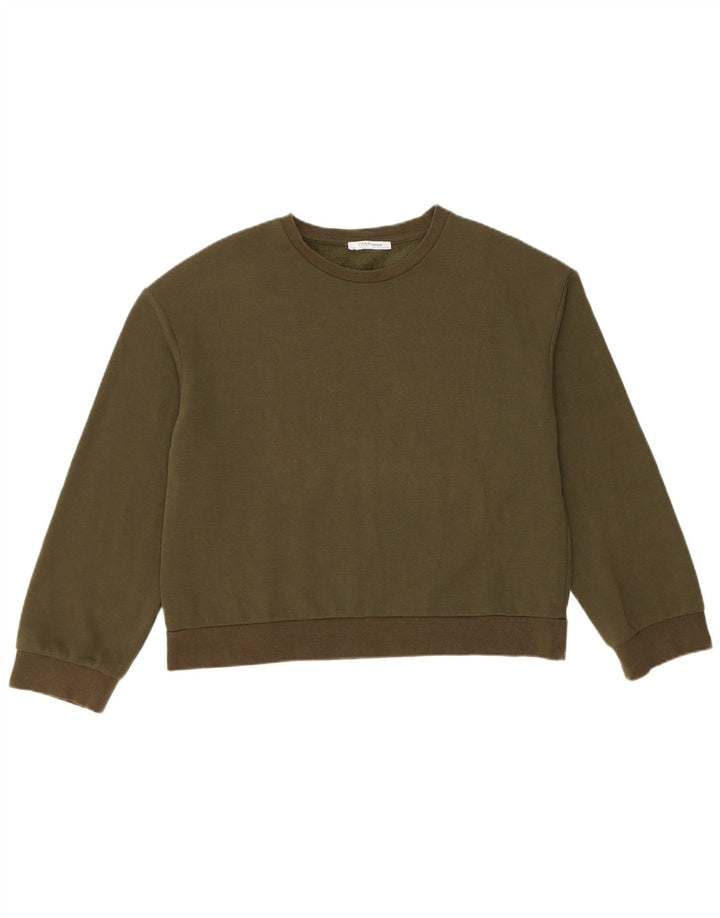 Zara Γυναικείο Φούτερ μεγάλου μεγέθους Jumper UK 10 Small Khaki Βαμβακερό