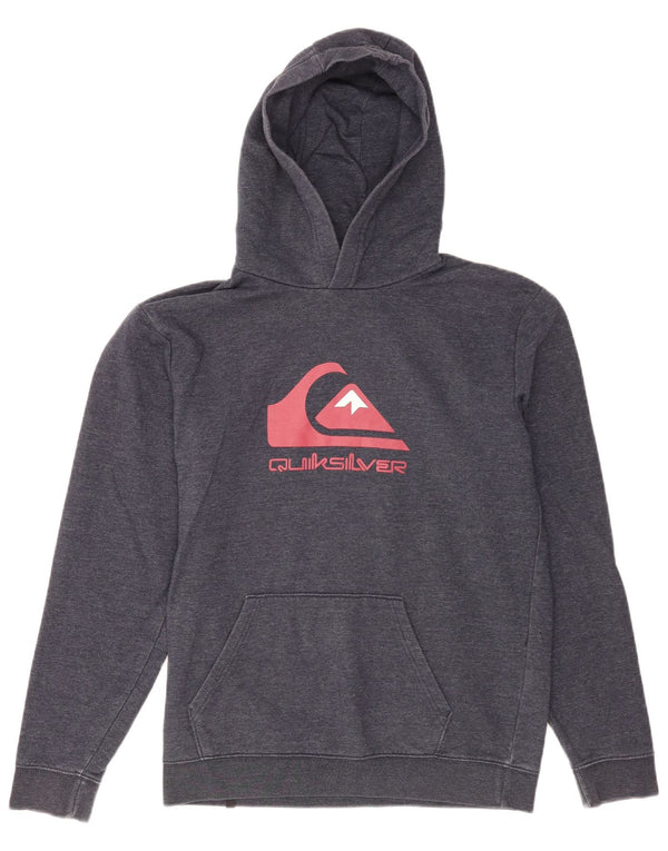 Quiksilver Boys Graphic Hoodie Jumper 15-16 Years XL Navy Blue Cotton