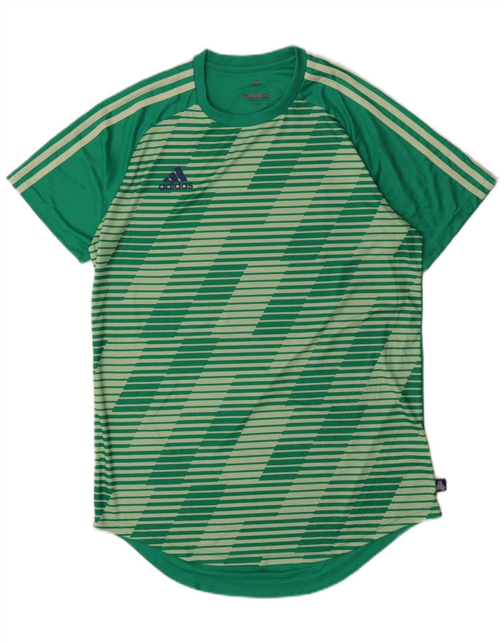 Ανδρικό T-Shirt Climalite ADIDAS Top Large Green ριγέ πολυεστέρας