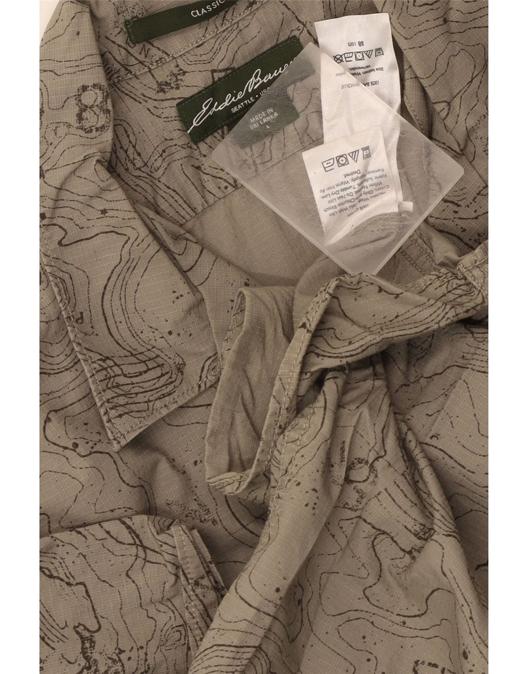 Eddie Bauer Ανδρικό πουκάμισο αφηρημένο με μοτίβο Classic Fit μεγάλο μπεζ βαμβακερό