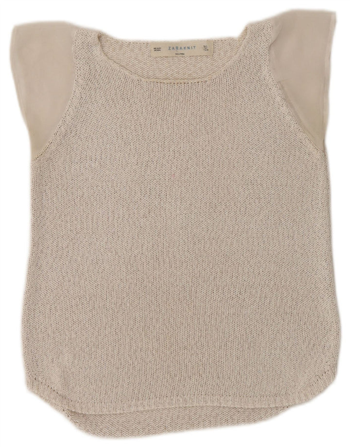 Zara Γυναικεία Πλεκτή Μπλούζα Τοπ UK 10 Small Beige