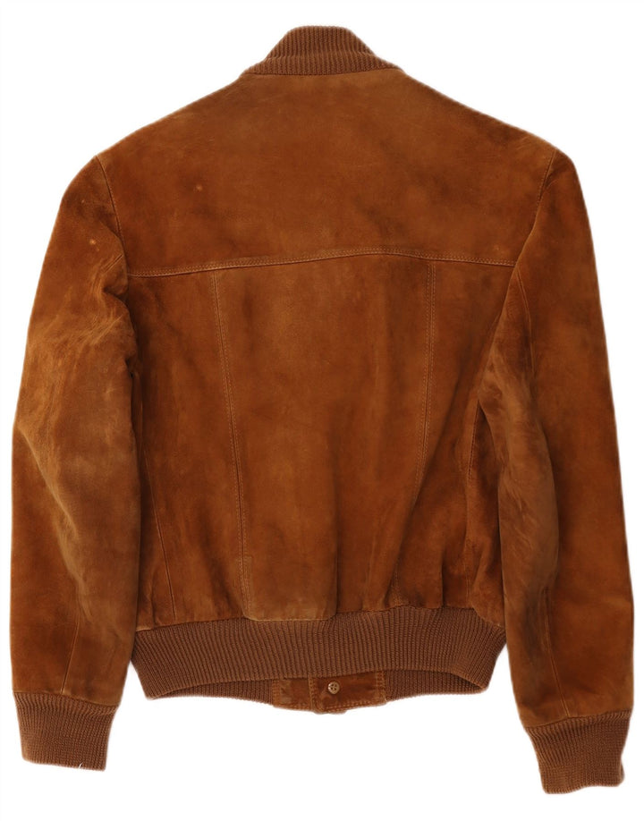 Vintage Ανδρικό Suede Bomber Jacket UK 38 Medium Brown Δερμάτινο