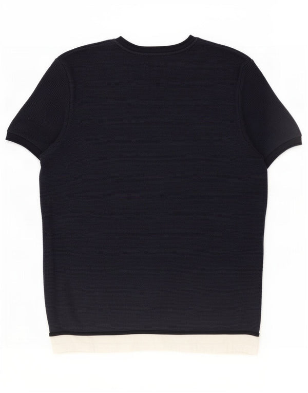 Zara Ανδρικό T-Shirt Top Large Navy Blue Colourblock