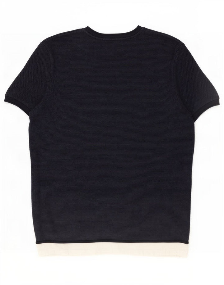 Zara Ανδρικό T-Shirt Top Large Navy Blue Colourblock