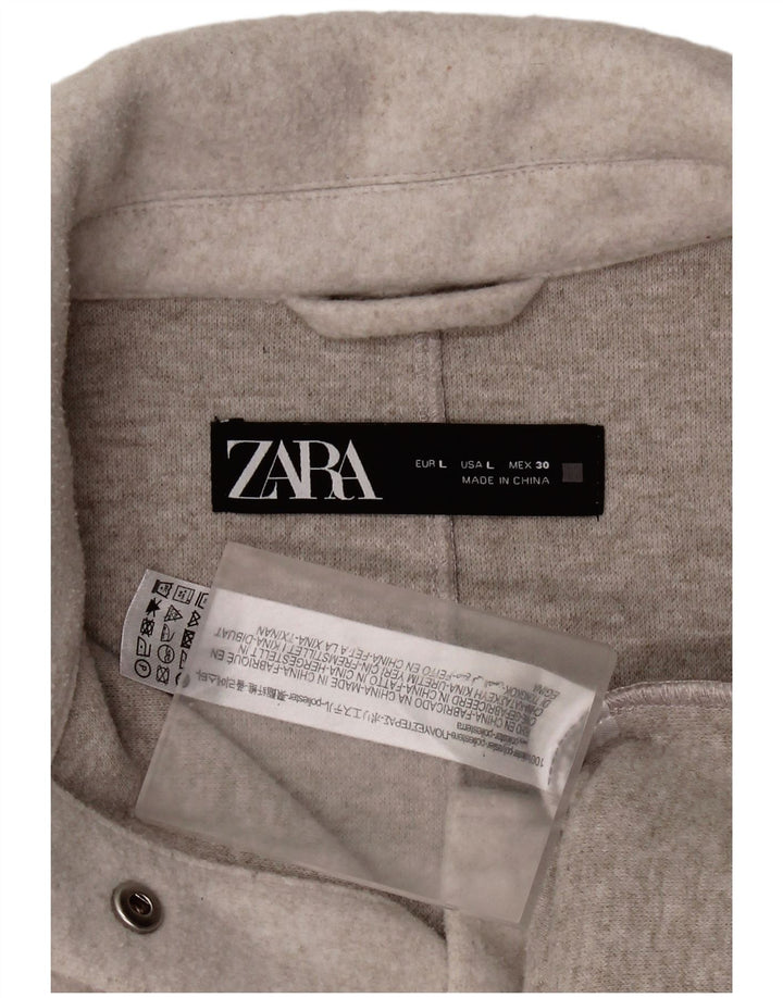 Zara γυναικείο μπλουζάκι φλις μεγάλου μεγέθους UK 16 μεγάλο γκρι πολυεστέρα