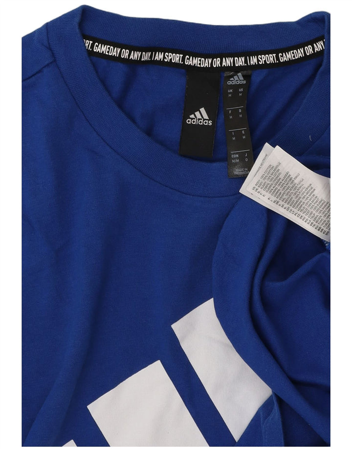Ανδρικό γραφικό T-Shirt Adidas Top από μεσαίο μπλε βαμβακερό