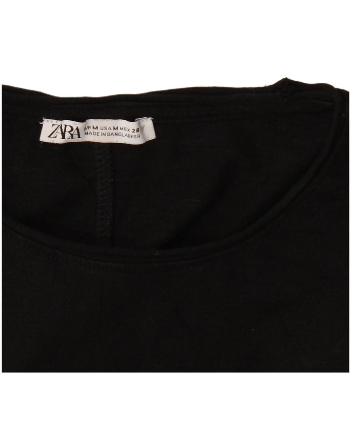 Zara Γυναικείο T-Shirt Top UK 12 Medium Black