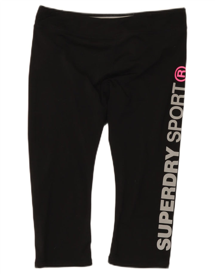 Superdry Γυναικεία Γραφικά Κάπρι Κολάν UK 12 Μεσαίου Μαύρου Πολυεστέρα