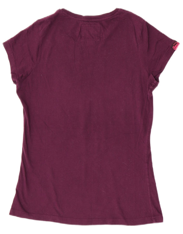 Γυναικείο γραφικό μπλουζάκι Superdry Top UK 14 μεγάλο μωβ βαμβακερό