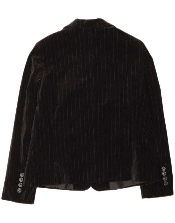 My Own Womens Velvet 2 Button Blazer Jacket IT 44 Medium Black Pinstripe