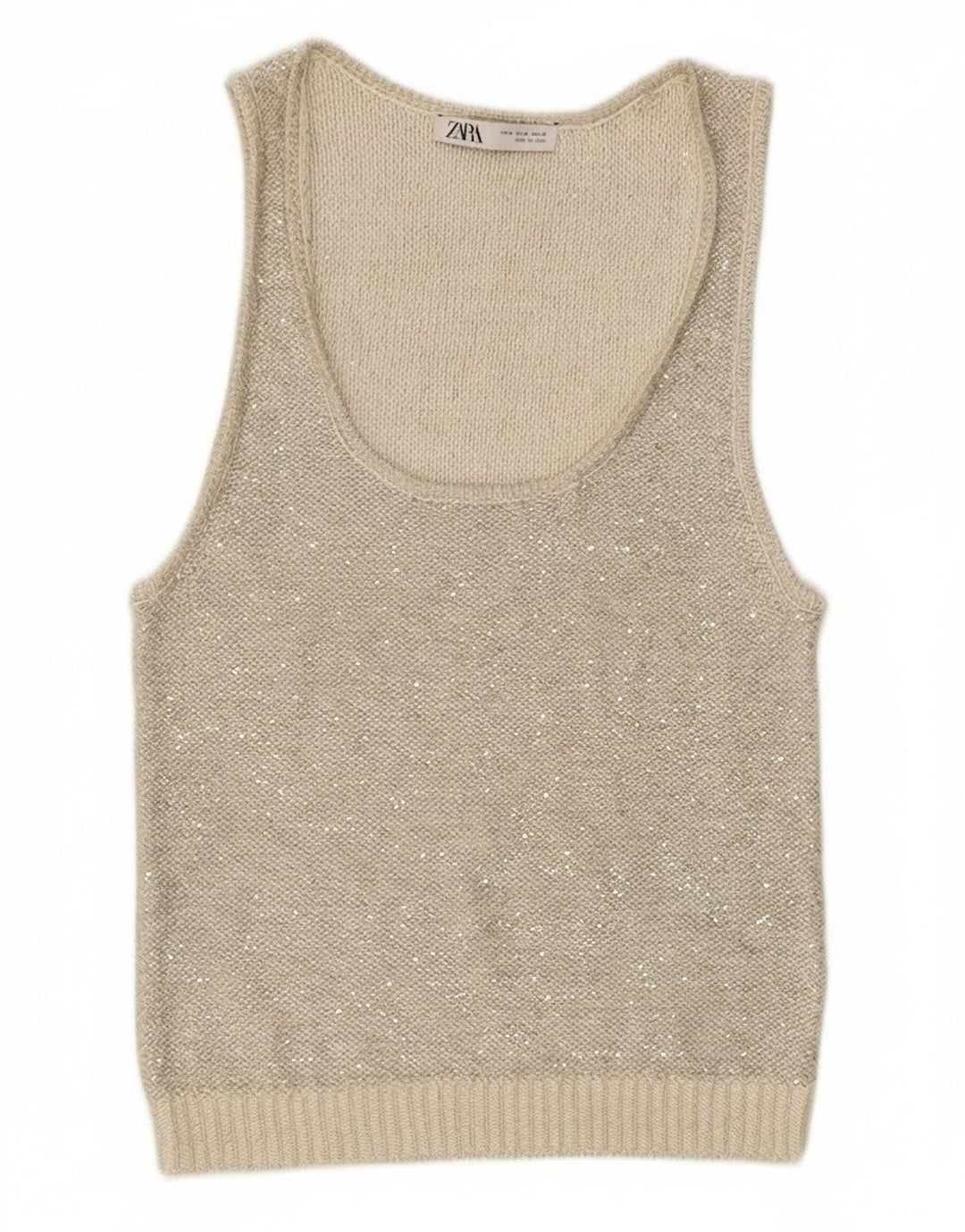 Zara Γυναικείο Πλεκτό Γιλέκο Τοπ UK 12 Medium Grey Polyester