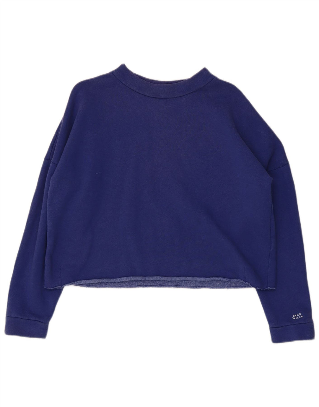 JACK WILLS Womens Oversized Crop Sweatshirt Jumper UK 10 Small Blue Cotton