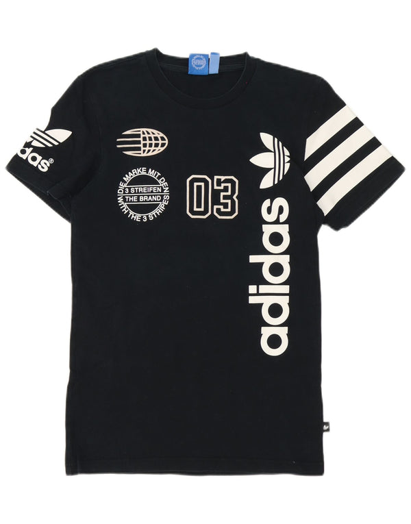 Ανδρικό γραφικό T-Shirt Adidas Top Μικρό μαύρο βαμβακερό