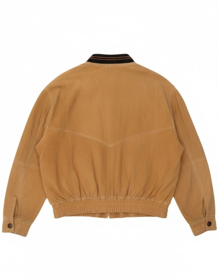 Vintage Ανδρικό Suede Bomber Jacket UK 42 XL Beige Leather