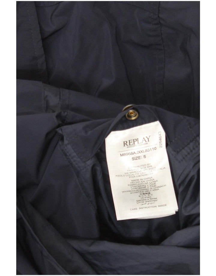 Replay Ανδρικό γραφικό Rain Jacket UK 36 Small Navy Blue Polyester