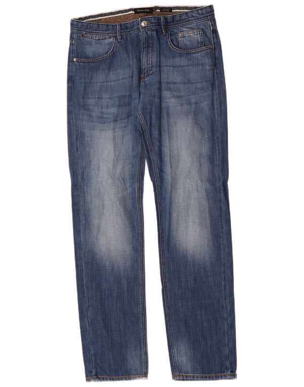 Massimo Dutti Mens Casual Fit Straight Jeans EU 44 Large W34 L34 Blue