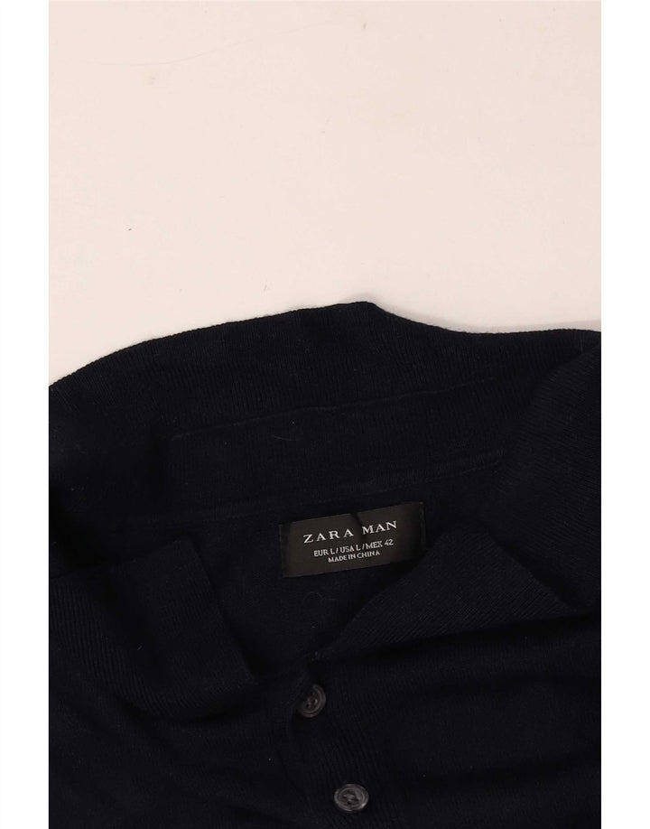 Zara Ανδρικό Πόλο Μπλουζάκι μεγάλο Navy Blue