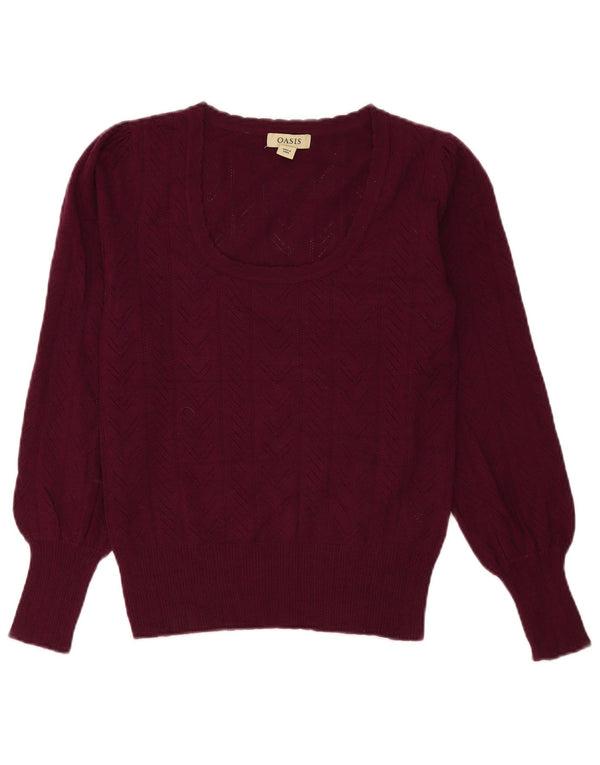 Γυναικείο πουλόβερ Oasis Boat Neck Jumper UK 10 Small Burgundy Viscose