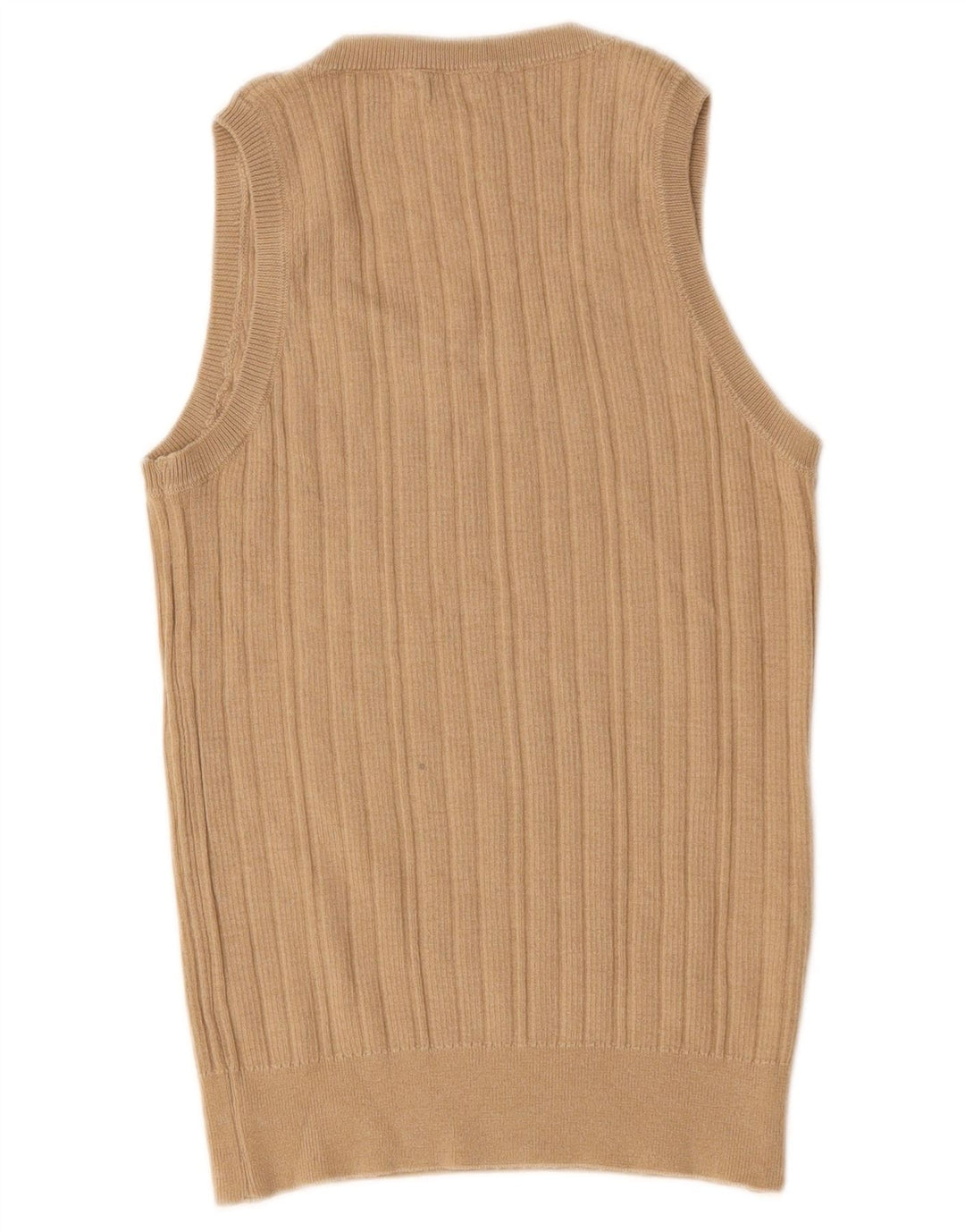 Benetton Γυναικεία Αμάνικη Μπλούζα Τοπ UK 12 Μεσαίο μπεζ μαλλί