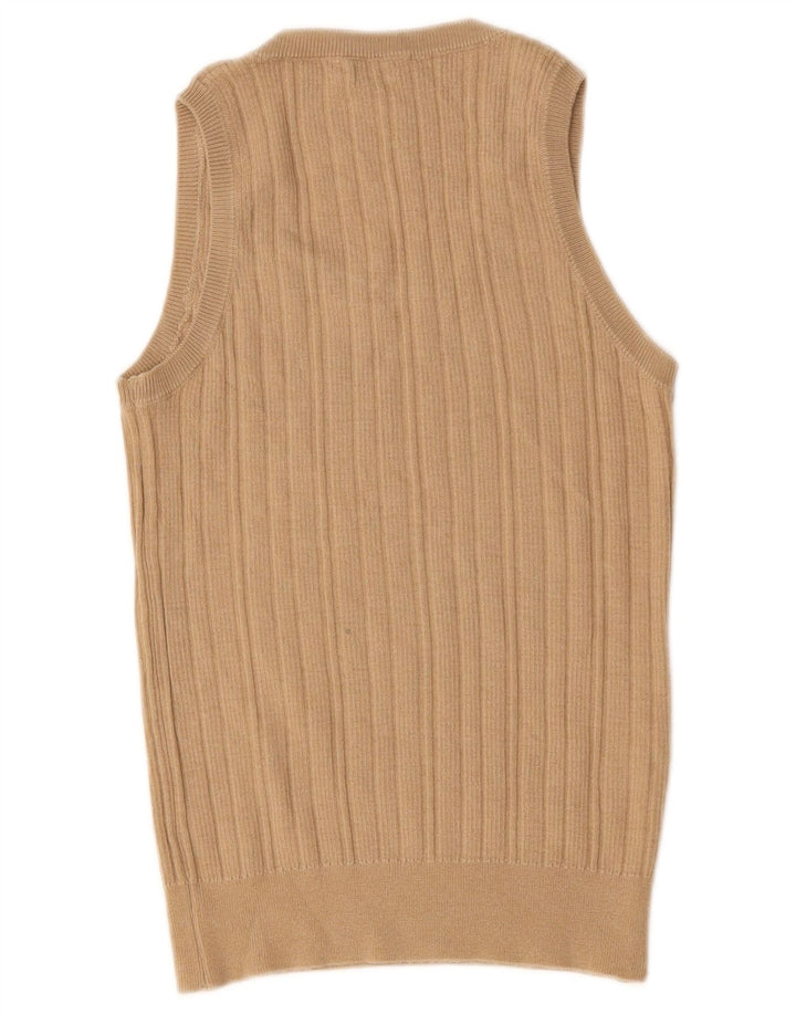 Benetton Γυναικεία Αμάνικη Μπλούζα Τοπ UK 12 Μεσαίο μπεζ μαλλί