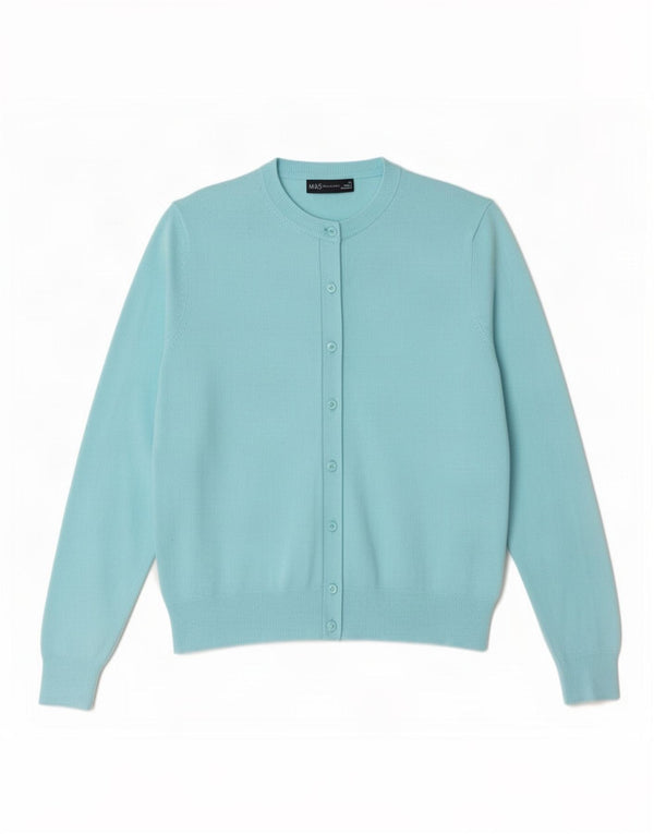 Marks & Spencer Womens Cardigan Sweater UK 14 Medium Turquoise Viscose