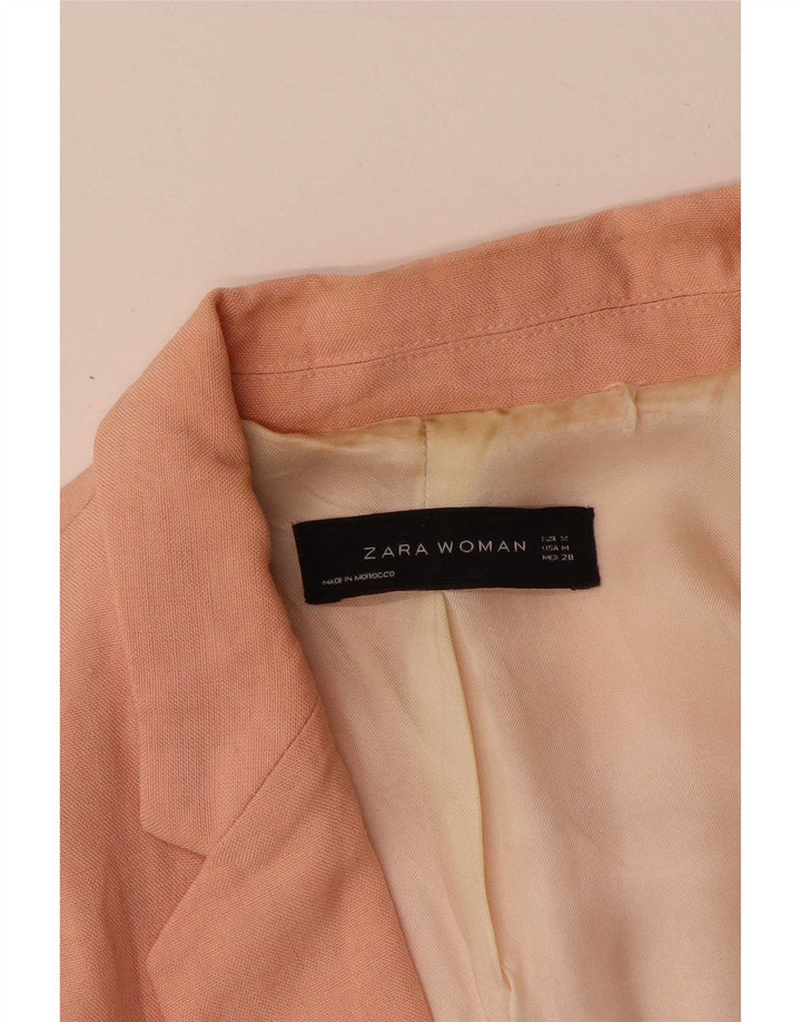Zara Γυναικείο Μπουφάν 1 Κουμπί Blazer UK 14 Μεσαίο Ροζ Βισκόζη