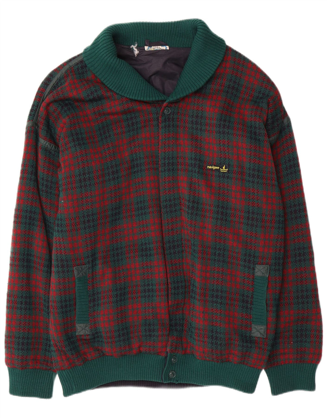 Ανδρικό πουλόβερ ζακέτα NAVIGARE XL Green Check