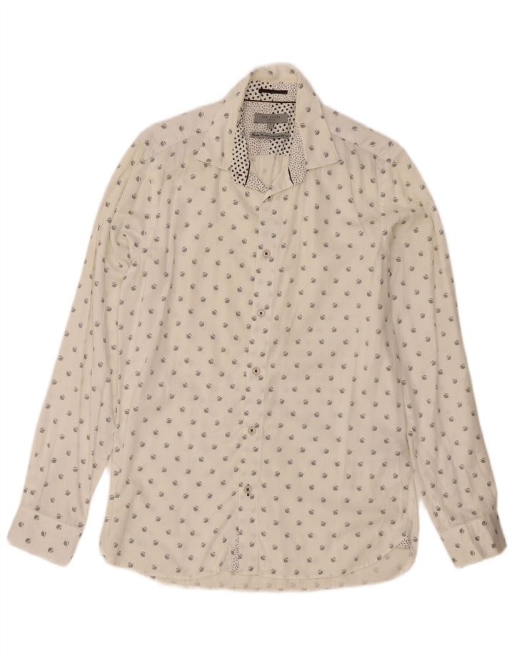 Ted Baker Ανδρικό πουκάμισο Abstract Pattern Μέγεθος 3 Μεσαίο λευκό βαμβακερό