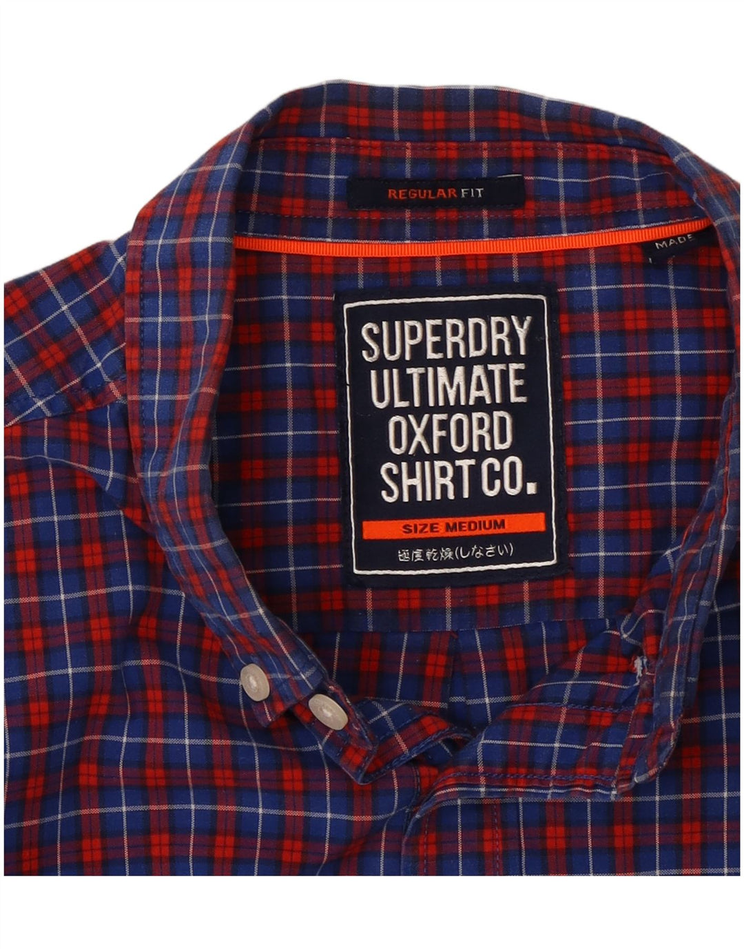 Ανδρικό πουκάμισο SUPERDRY Μεσαίο μπλε βαμβακερό καρέ