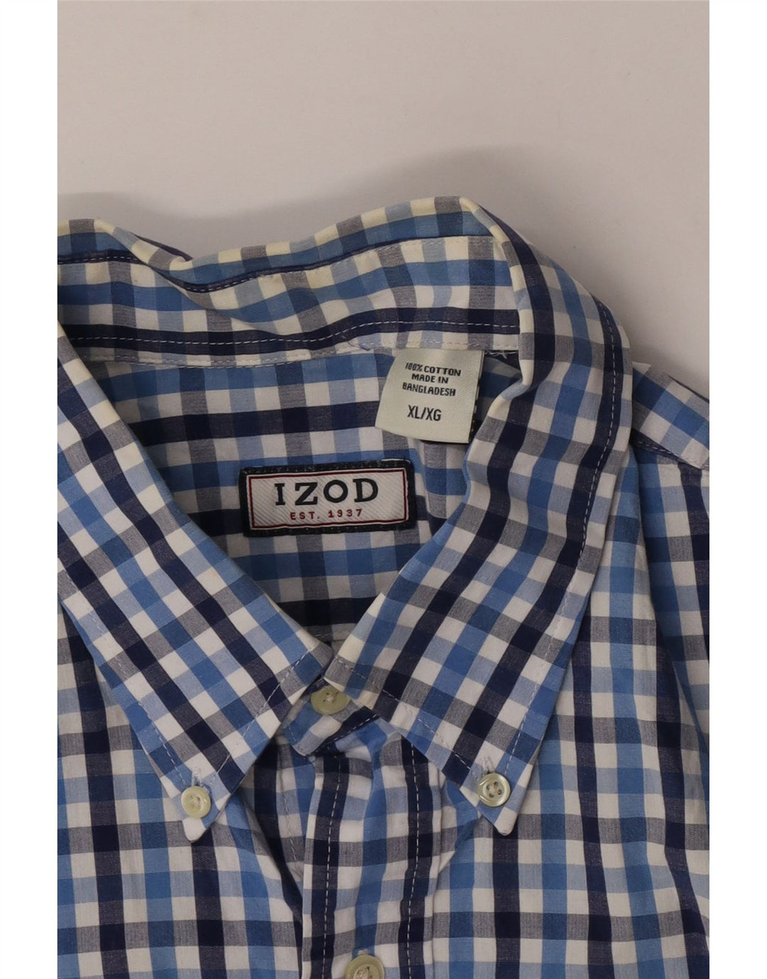 Ανδρικό κοντομάνικο πουκάμισο Izod XL Blue Gingham Cotton