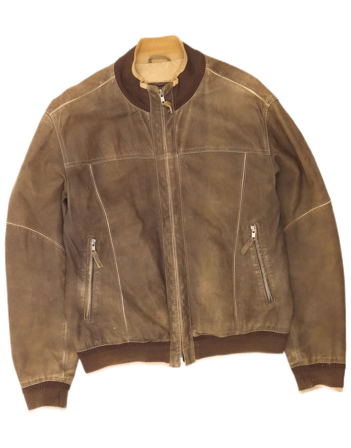 Ανδρικό δερμάτινο μπουφάν Gimo's UK 40 Large Brown