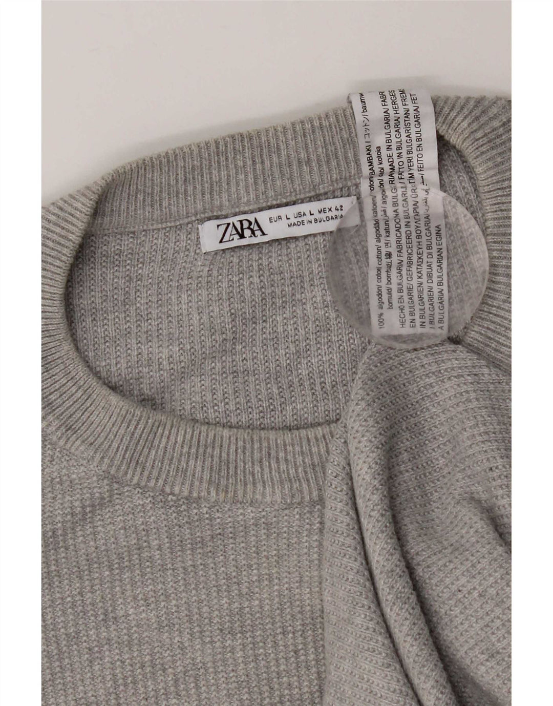 Ανδρικό πουλόβερ Zara Crew Neck Jumper Large Grey