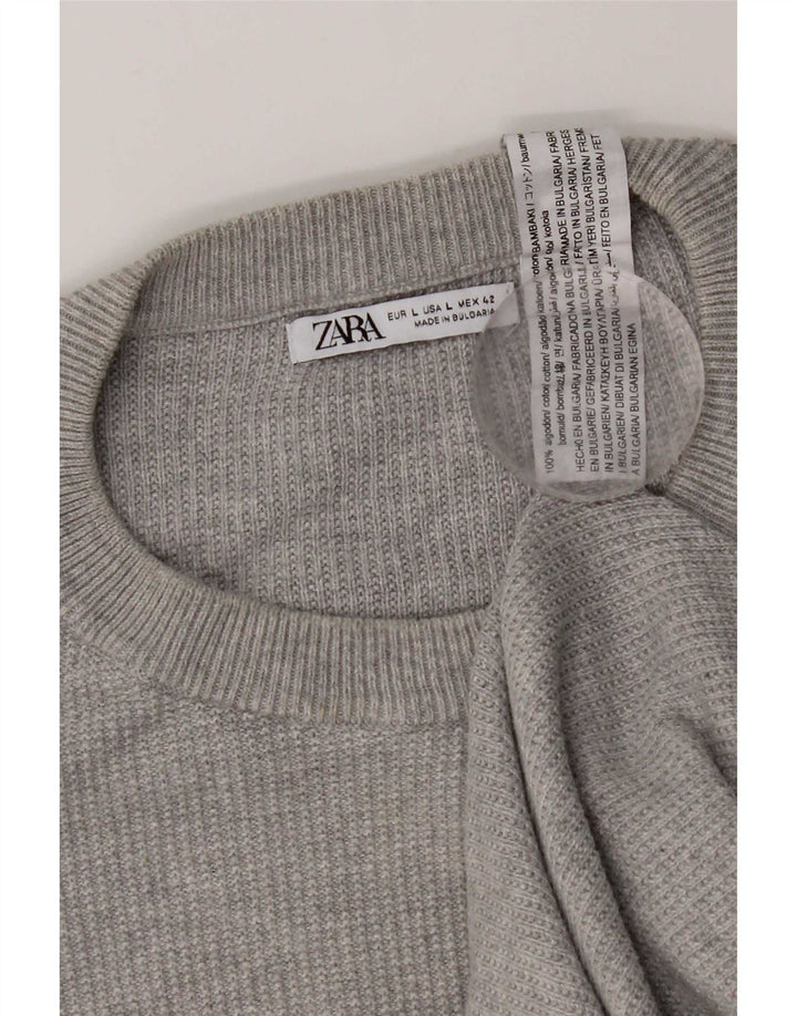 Ανδρικό πουλόβερ Zara Crew Neck Jumper Large Grey