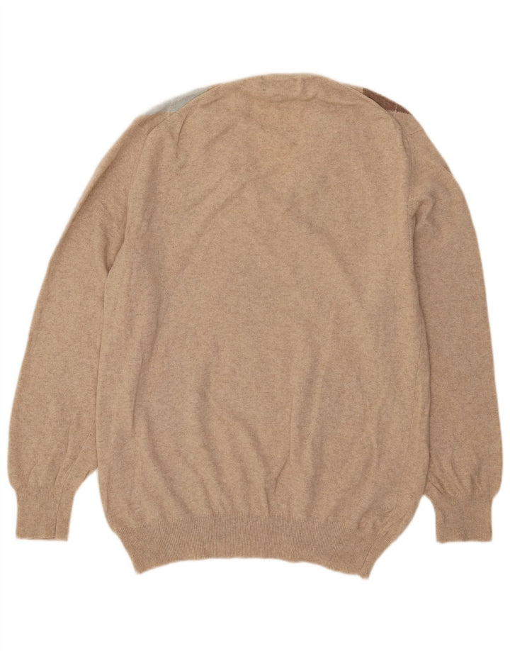 Ανδρικό πουλόβερ Valdoglio με V λαιμόκοψη XL Μπεζ Argyle/Diamond Wool
