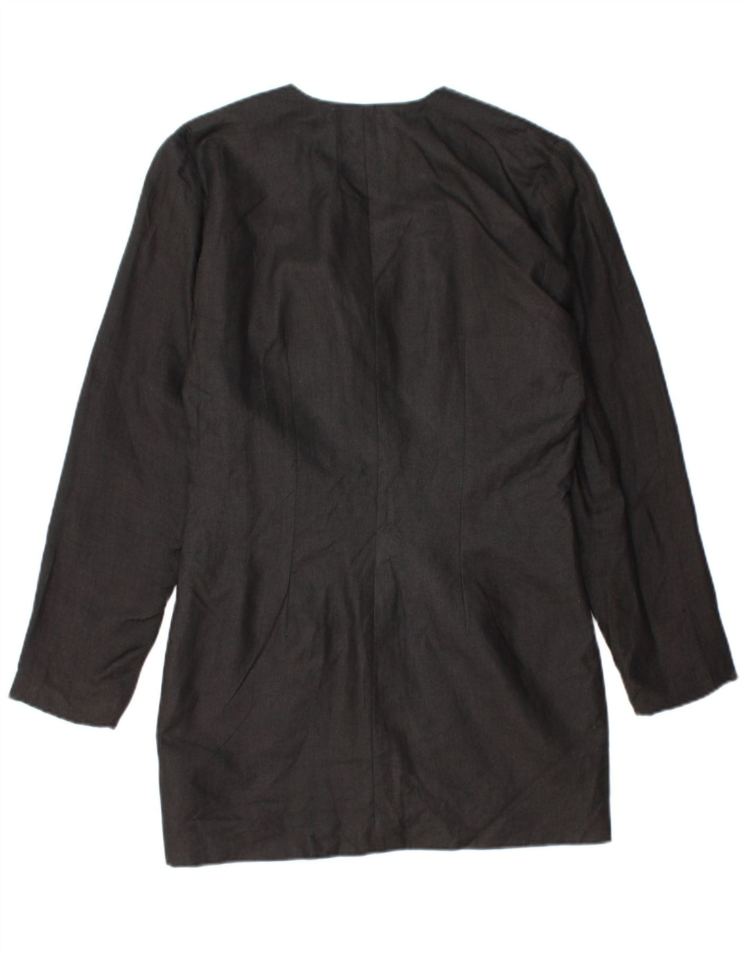 Vintage Γυναικείο Longline 1 Κουμπί Μπουφάν Blazer UK 14 Medium Μαύρο Λινό