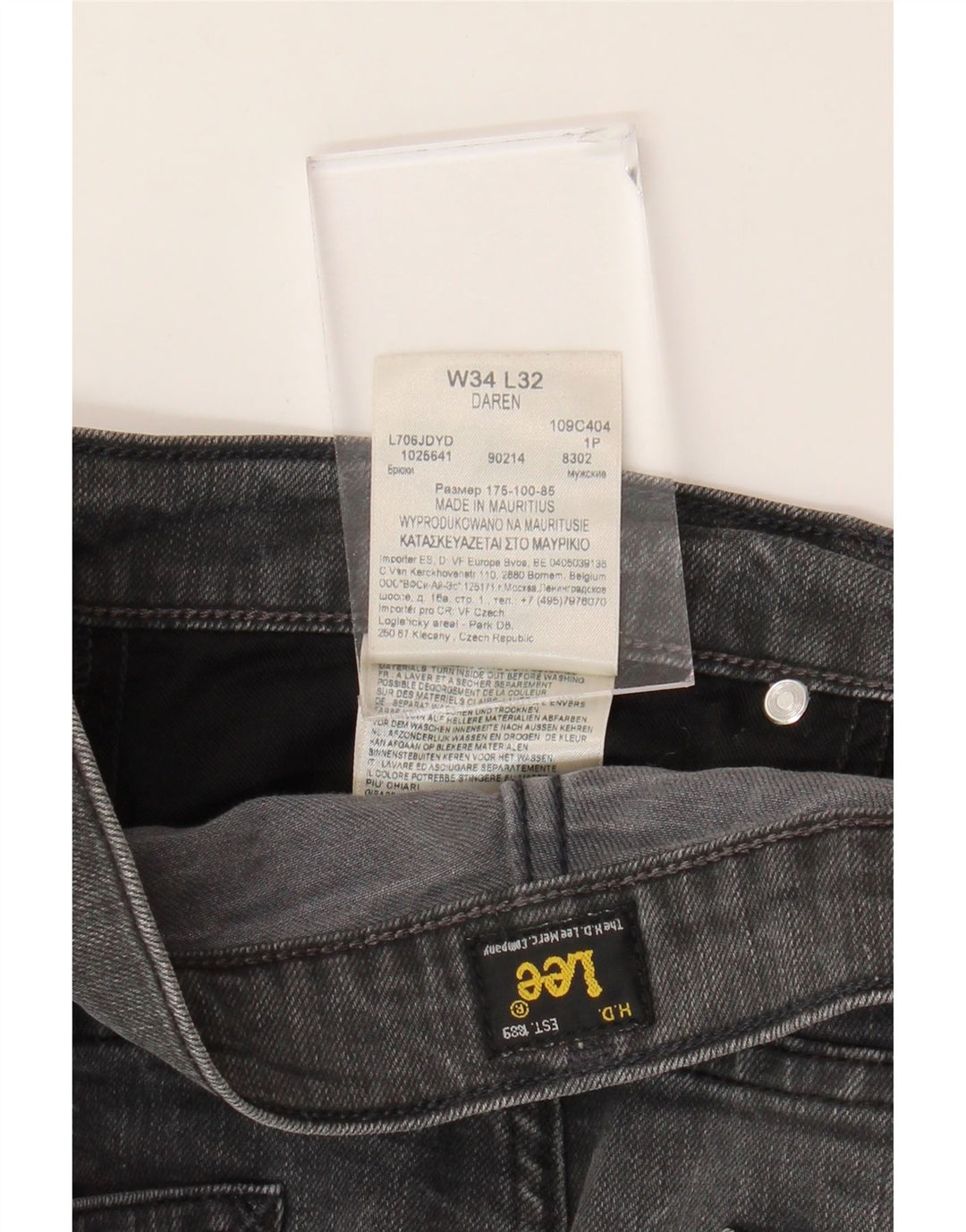 LEE Ανδρικό Τζιν Daren Straight W34 L32 Γκρι βαμβακερό