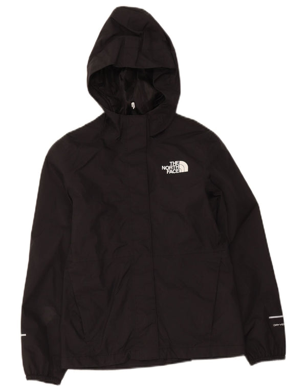 The North Face Girls Dryvent Hooded Rain Jacket 7-8 Years Small Black Nylon