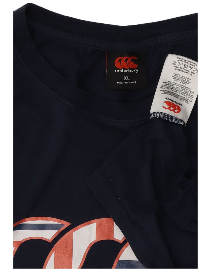 Ανδρικό γραφικό T-Shirt CANTERBURY Top XL Navy Blue Cotton