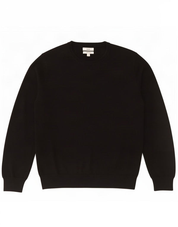 Ανδρικό πουλόβερ Marks & Spencer Crew Neck Jumper XL Μαύρο βαμβακερό