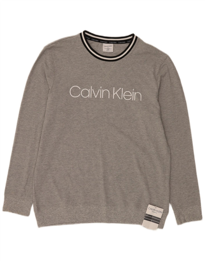 Ανδρικό πουλόβερ Calvin Klein Graphic Crew Neck Jumper Μεγάλο γκρι ριγέ