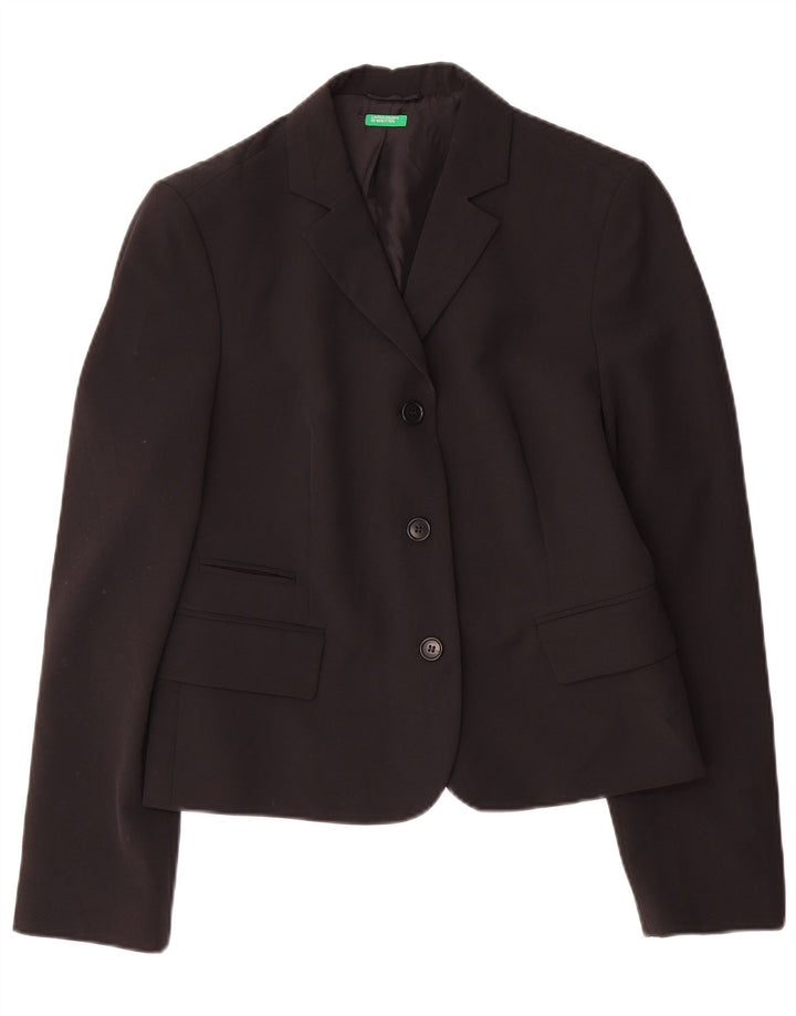 BENETTON Γυναικείο Μπουφάν Blazer 3 Κουμπιών IT 44 Μεσαίο Μαύρο Πολυεστέρας