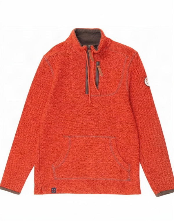 Weird Fish Mens Graphic Zip Neck Sweatshirt Jumper Medium Orange Cotton