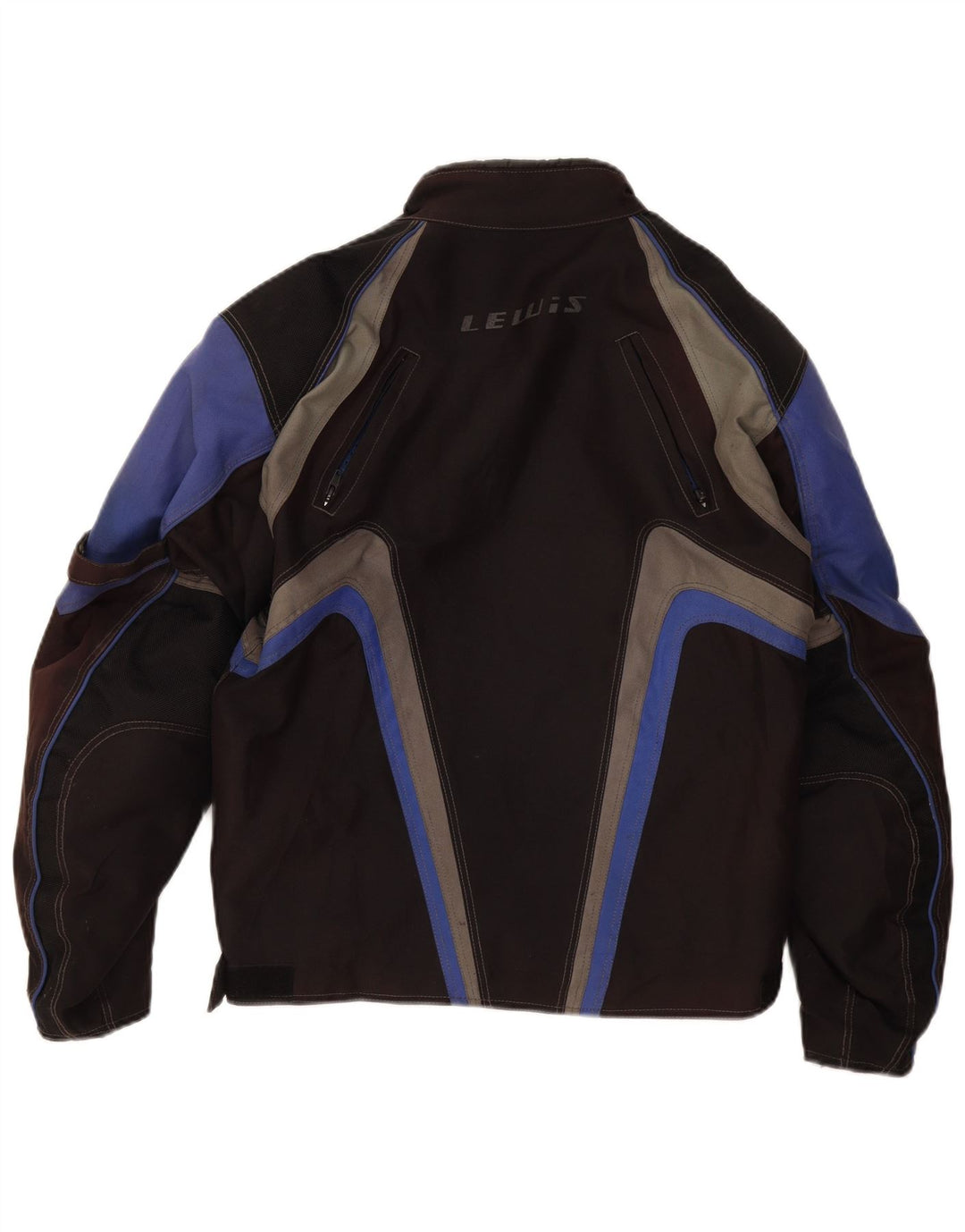 Lewis Mens Graphic Racer Jacket UK 38 Medium Black Colorblock Nylon