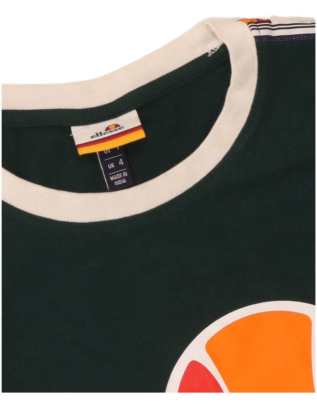 ELLESSE Γυναικείο Crop Graphic T-Shirt Top UK 4 XS Πράσινο βαμβακερό
