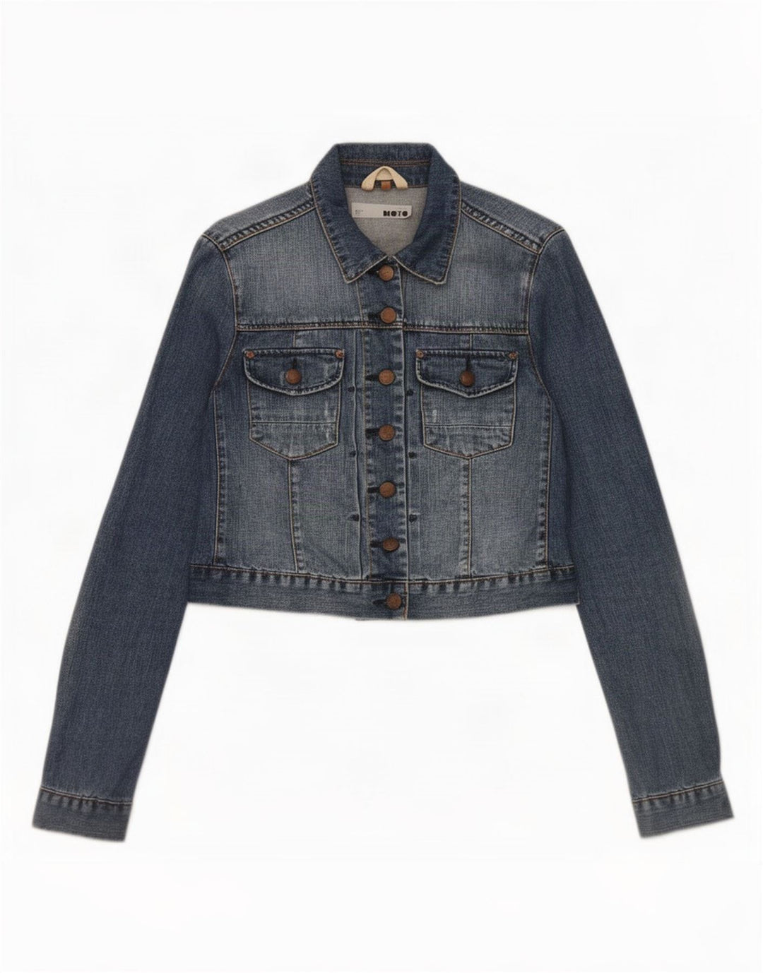 Topshop Γυναικείο τζιν μπουφάν UK 12 μεσαίο μπλε βαμβακερό