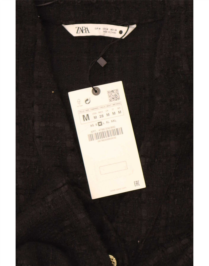 Zara Γυναικείο μπουφάν blazer UK 14 Medium Black Check Polyester