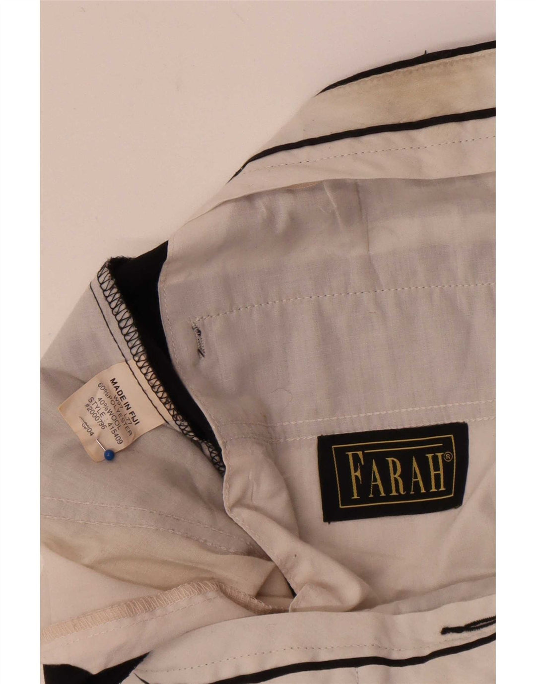 Ανδρικό παντελόνι με καρφίτσα Farah W38 L30 Μαύρο πολυεστέρα