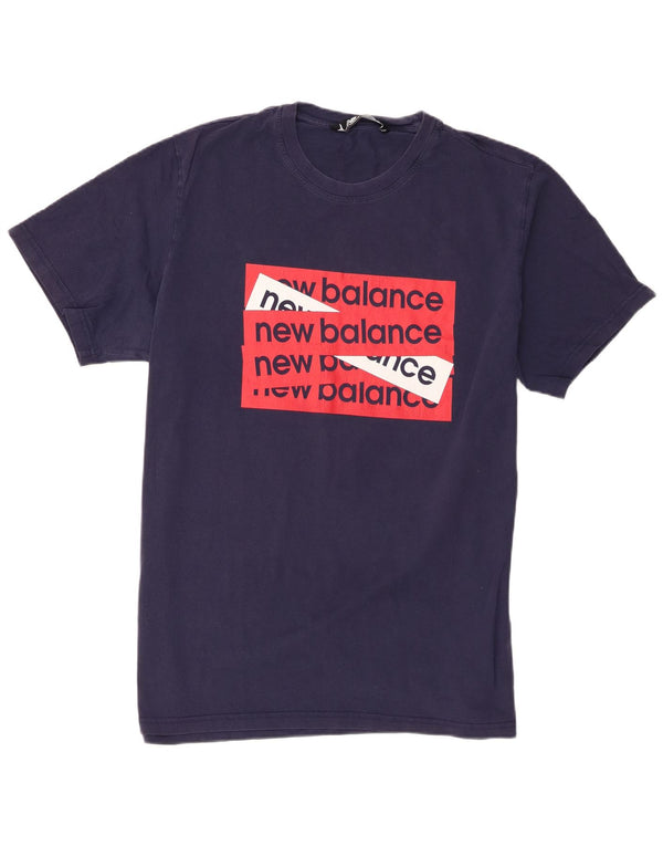 Ανδρικό γραφικό T-Shirt New Balance Top 2XL Navy Blue από βαμβάκι